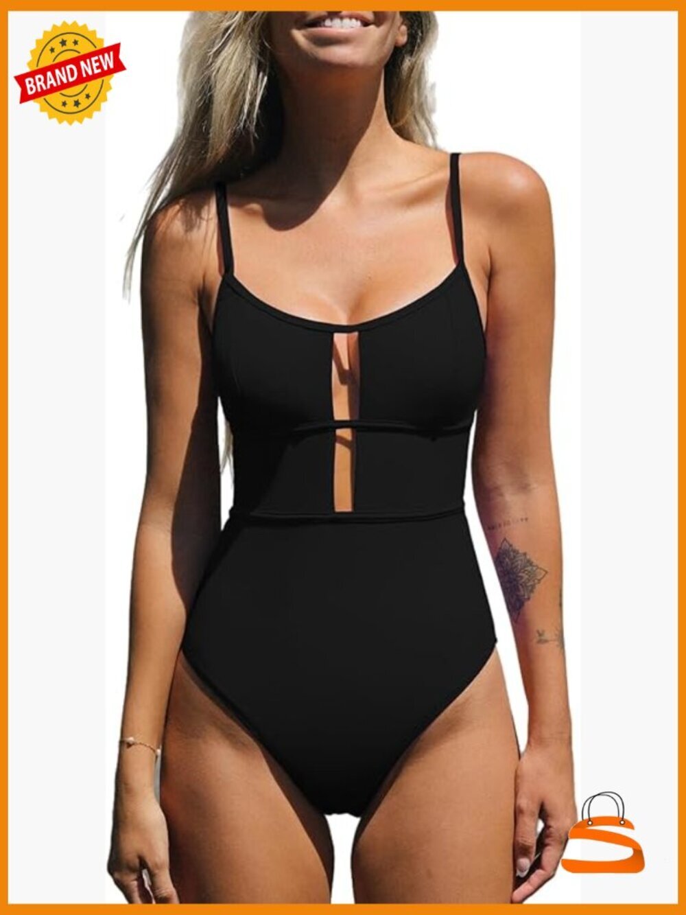 Scoop Neck One Piece Swimsuit with Adjustable Straps Cutout Back Self Tie